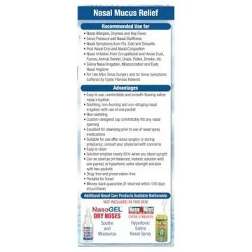 NeilMed Sinus Rinse Starter Kit with 5 Premixed Saline Packets - Large Volume Low Pressure Saline Nasal Irrigation & moisturizing Complete System