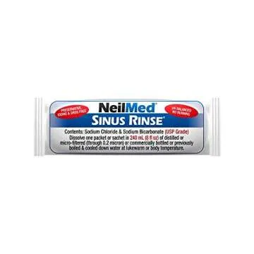 NeilMed Sinus Rinse Starter Kit with 5 Premixed Saline Packets - Large Volume Low Pressure Saline Nasal Irrigation & moisturizing Complete System