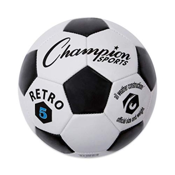 Champion Sports Retro Soccer Ball - Size 5, Black/White - Durable & Classic