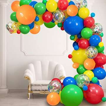 Rainbow Balloon Garlnad Arch Kit 18 12 10 5 Inch Colorful Balloons Garland Fiesta Party Balloon Arch for Valentine's Day Birthday Baby Shower Wedding Anniversary Decor...