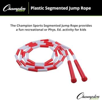 Champion Sports Classic Plastic Segmented Beaded Jump Ropes - Perfect for P.E., Gym, and Recreationa...
