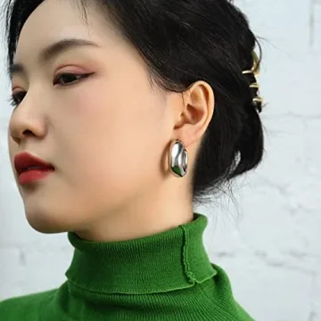 Stylish Gold Chunky Hoop Earrings for Women Trendy Design