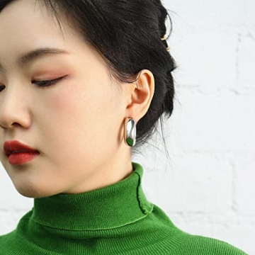 Stylish Gold Chunky Hoop Earrings for Women Trendy Design