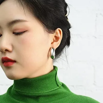 Stylish Gold Chunky Hoop Earrings for Women Trendy Design