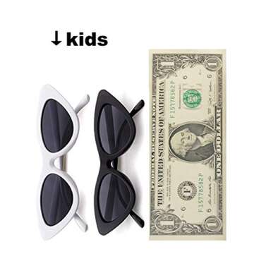 FOURCHEN Sunglasses for kids, Bold Retro Oval Mod Thick Frame Sunglasses Round Lens Clout Goggles (cat eye white)