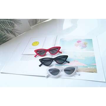 FOURCHEN Sunglasses for kids, Bold Retro Oval Mod Thick Frame Sunglasses Round Lens Clout Goggles (cat eye white)