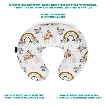 Dream On Me Beeboo Nursing Pillow and Positioner, Breastfeeding and Bottlefeeding Pillow, Removable and Washable Pillow Cover, Soft and Breathable Fabric, Rainbow White
