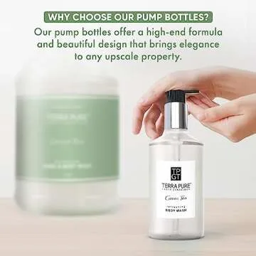 Terra Pure Gallon & Dispenser Set | 1-Shoppe All-In-Kit | Shampoo Conditioner Body Wash Gallon | Refillable 10.14 oz. Matching Pump Bottles