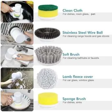 HFLYJPYW Electric Spin Scrubber - Shower Scrubber,Bathroom Scrubber Electric,for Cleaning Tub, Floor, Tile, Window, Sink, Kitchen Cleaning with 6 Electric Cleaning Brush Head (6)