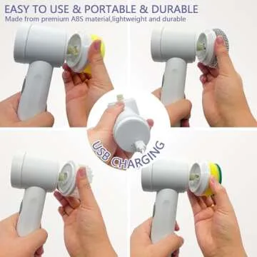 HFLYJPYW Electric Spin Scrubber - Shower Scrubber,Bathroom Scrubber Electric,for Cleaning Tub, Floor, Tile, Window, Sink, Kitchen Cleaning with 6 Electric Cleaning Brush Head (6)