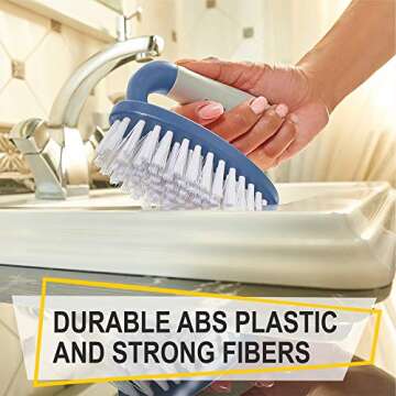 Scrub Brush Set of 3pcs - Cleaning Shower Scrubber with Ergonomic Handle and Durable Bristles - Grout Cleaner Brush - Scrub Brushes for Cleaning Bathroom/Shower/Tile/Kitchen/Floor/Bathtub/Carpet, Blue