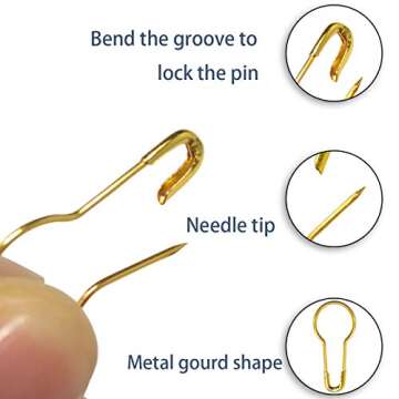 Durable Metal Gourd Safety Pins - 100 Pack for DIY Sewing