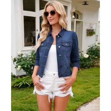 Vetinee Women's Lightweight Denim Crop Jacket for Summer