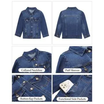 Vetinee Women's Lightweight Denim Crop Jacket for Summer