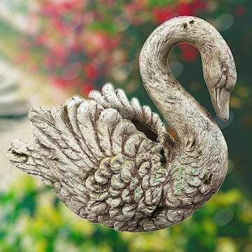 Red Carpet Studios Flower Pot Garden Gifts 3-D Animal Indoor/Outdoor Planter, 14.96" Tall, Swan