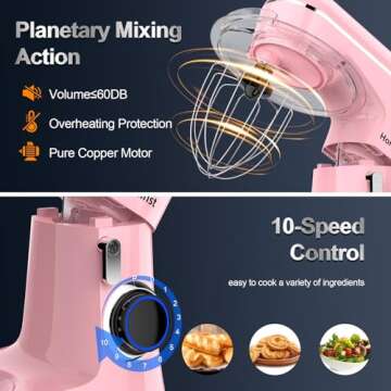 Honinst Stand Mixer 6.5QT 10-Speed Electric Kitchen Mixer