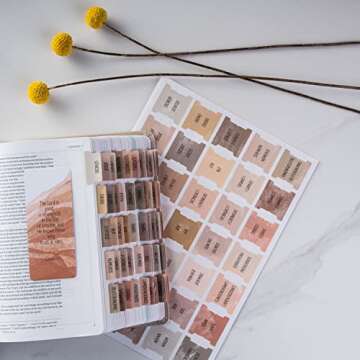 DiverseBee Spanish Bible Tabs (Large Print, Easy to Read), Bible Journaling Book Tabs, Christian Gift, 66 Bible Tabs Old and New Testament, Includes Catholic Books and 9 Blank Tabs (Paz)