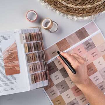 DiverseBee Spanish Bible Tabs (Large Print, Easy to Read), Bible Journaling Book Tabs, Christian Gift, 66 Bible Tabs Old and New Testament, Includes Catholic Books and 9 Blank Tabs (Paz)