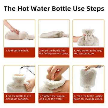 Hot Water Bottle Rubber with Soft Cover (2 Liter) Hot Water Bag for Cramps, Pain Relief, Removable Hot Cold Pack Hot Water Bed Warmer