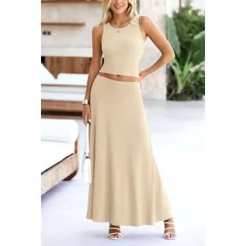 PRETTYGARDEN Women's Summer Maxi Skirt Set for Stylish Outings