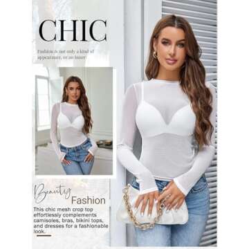 Avidlove Women's Stylish Long Sleeve Sheer Top