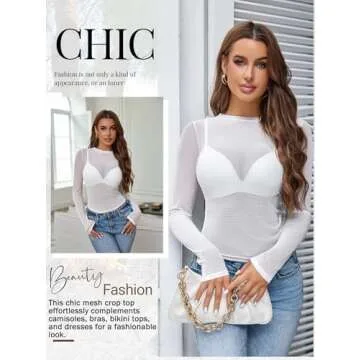 Avidlove Women's Stylish Long Sleeve Sheer Top