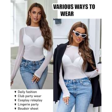 Avidlove Women's Stylish Long Sleeve Sheer Top