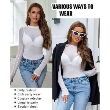 Avidlove Women's Stylish Long Sleeve Sheer Top