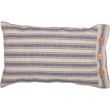 Piper Classics Market Place Blue Ticking Stripe Pillow Cover 12" x 20"