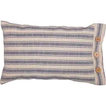 Piper Classics Market Place Blue Ticking Stripe Pillow Cover 12" x 20"