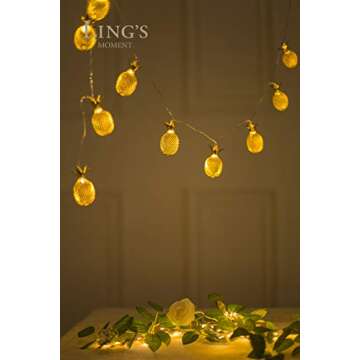 Ling's moment Novel Gold Metal Mesh Pineapple LED Lantern String Lights Battery Powered for Outdoor Wedding Party,Fairy's Camping Tent Decor (Warm White)