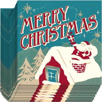 Dining Collection Christmas Lunch-Size Napkins Up on the Rooftop - 20 Count
