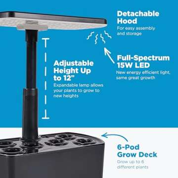 AeroGarden Harvest 2.0, Indoor Garden Hydroponic System with LED Grow Light, Holds up to 6 AeroGarden Pods, Cream