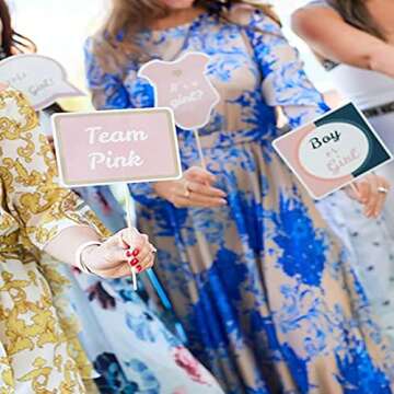 Baby Shower Photo Booth Props Navy Blue and Pink Boy or Girl Gender Reveal Party Supplies