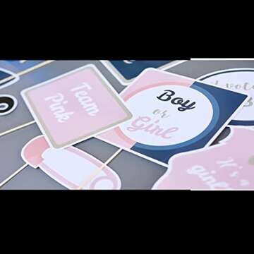 Baby Shower Photo Booth Props Navy Blue and Pink Boy or Girl Gender Reveal Party Supplies