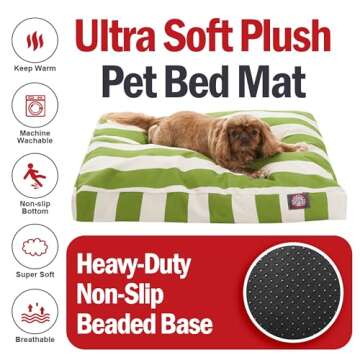 Majestic Pet Rectangle Medium Dog Bed Washable – Non Slip Comfy Pet Bed – Dog Crate Bed with Removable Washable Cover – Dog Kennel Bed for Sleeping - Dog Bed Medium Breed 36x29x4 Inch – Sage Green