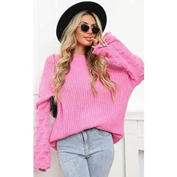 Angashion Women's Oversized Deep V Neck Pullover Sweater