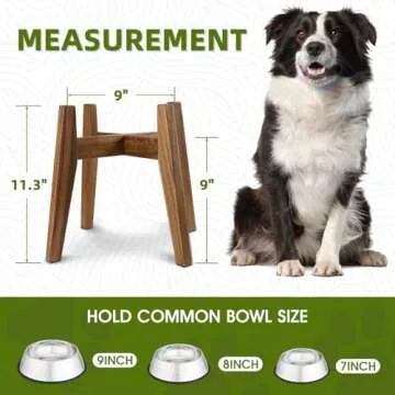 RAINBLELAND Raised Elevated Dog Bowl Stand for Medium-sized Dogs, Fit Dog Bowl and Water Station Up to 9 in Width and 11 in Height, Wooden Stand for Slow Feeder, Water Bowl, Food Dish – Stand Only