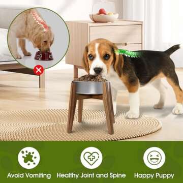 RAINBLELAND Raised Elevated Dog Bowl Stand for Medium-sized Dogs, Fit Dog Bowl and Water Station Up to 9 in Width and 11 in Height, Wooden Stand for Slow Feeder, Water Bowl, Food Dish – Stand Only