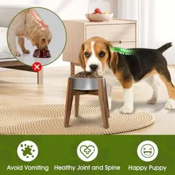 RAINBLELAND Raised Elevated Dog Bowl Stand for Medium-sized Dogs, Fit Dog Bowl and Water Station Up to 9 in Width and 11 in Height, Wooden Stand for Slow Feeder, Water Bowl, Food Dish – Stand Only