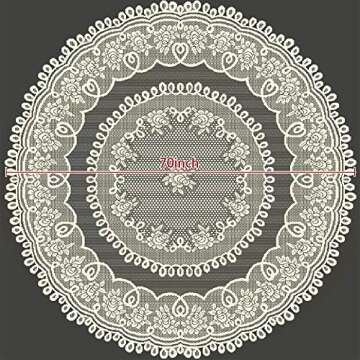 YIZUNNU Beige Lace Round Tablecloths Washable Jacquard 70 inch Table Cloth Dinner Table Cover for Wedding Party Restaurant Banquet Picnic Decor