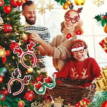32 Pcs Christmas Headbands and Glasses for Holiday Fun