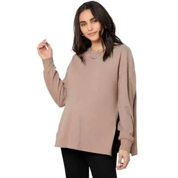 Stylish MakeMeChic Women's Maternity T-Shirt in Apricot