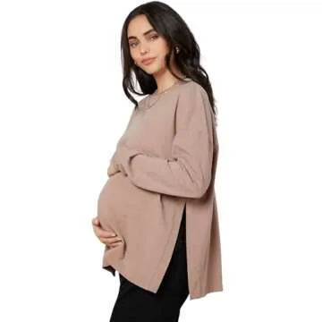 Stylish MakeMeChic Women's Maternity T-Shirt in Apricot