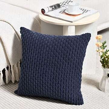 Fancy Homi 2 Packs Navy Blue Decorative Throw Pillow Covers 18x18 Inch for Couch Bed Sofa, Modern Fa...