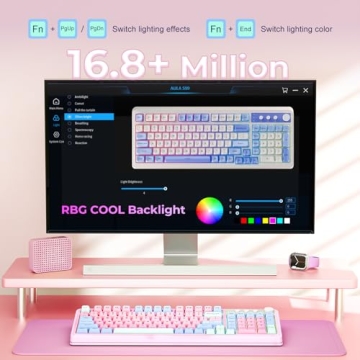 AULA Wireless Gaming Keyboard - RGB Tri-Mode Cute Pink