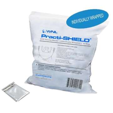 WNL Products WL3150IW CPR Practi-Shield Manikin Training Protectors Individually Wrapped - 50 Shields