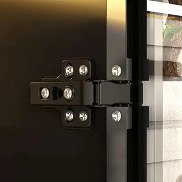 Homsee Bookcase Bookshelf with LED Lights, 5-Tier Shelves and 6 Glass Doors, 47.2" L Wooden Display Storage Cabinet with Hanging Bar for Home Office, Living Room, Black