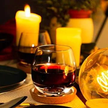 Mofado. Crystal Stemless Wine Glasses - (Set of 4) 15oz - Stable, Sturdy & Durable - For Red and White Wine - Lowball Tumbler Dishwasher Safe - Birthday, Gift for Women, Party