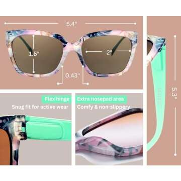 Leafael Women's Floral Cat Eye Sunglasses with UV Protection